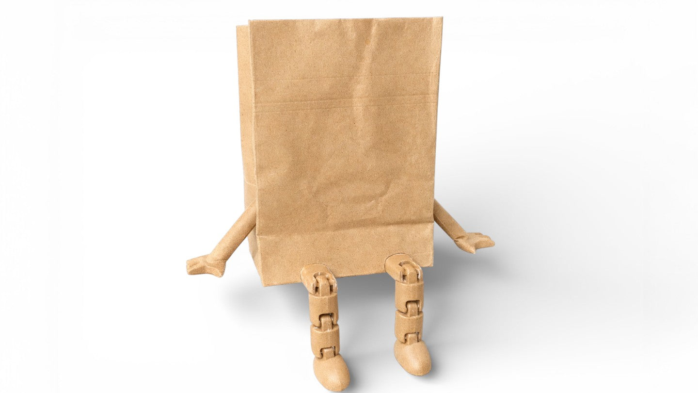 שקית קראפט דקורטיבית עם רגליים – צבע טבעי