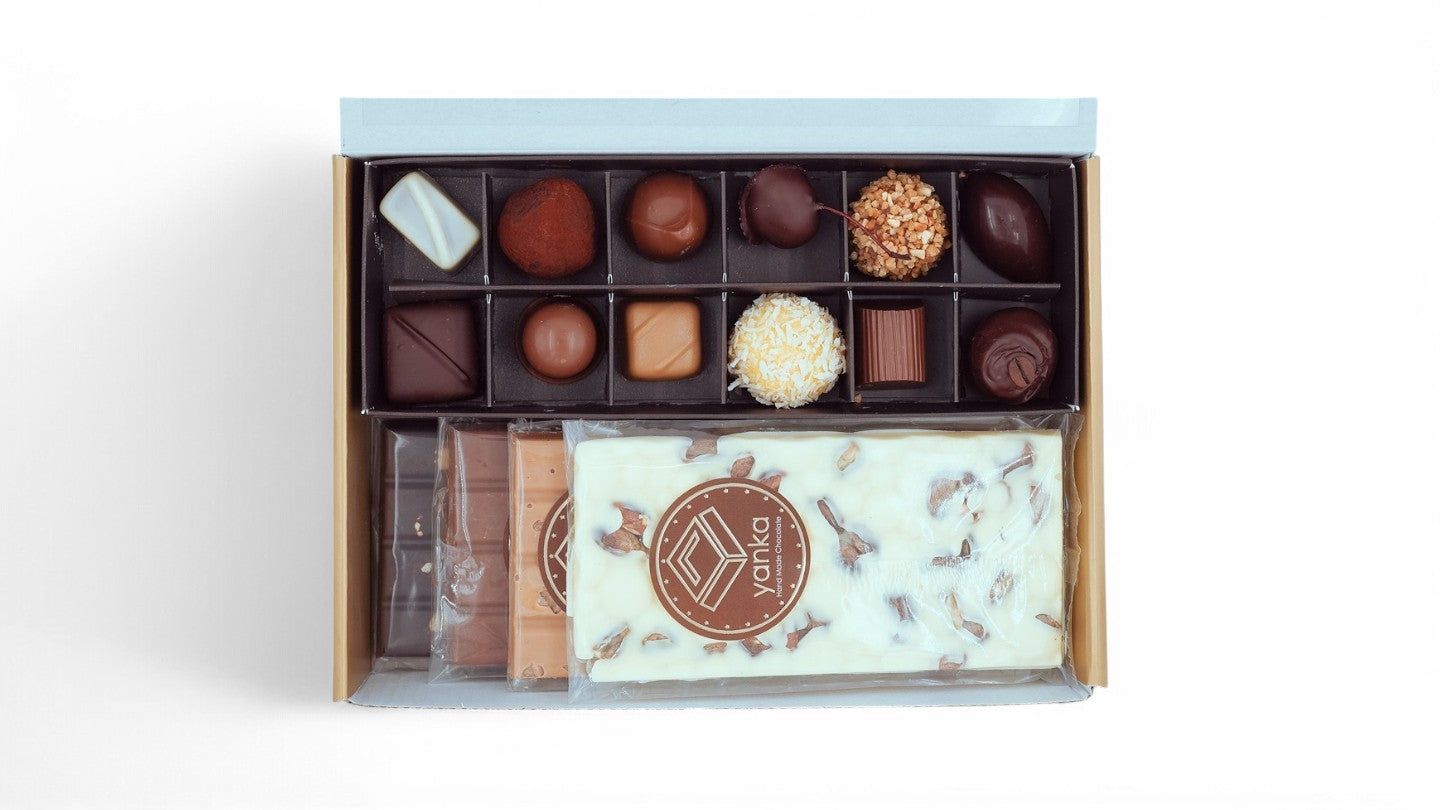 קומבו פרלינים וטבלאות שוקולד בלגי