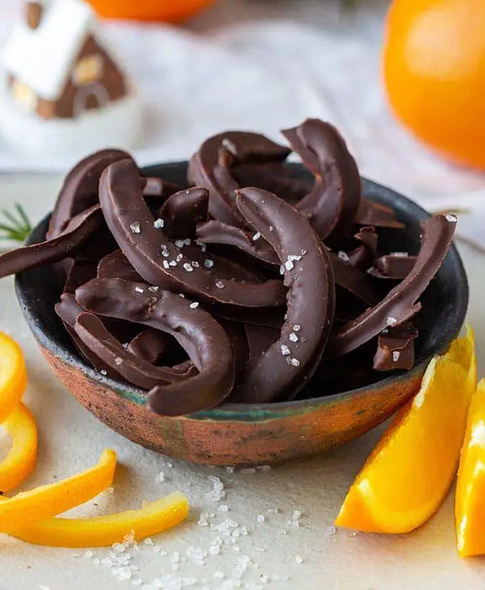 קליפות תפוז מצופות שוקולד מריר טבעוני