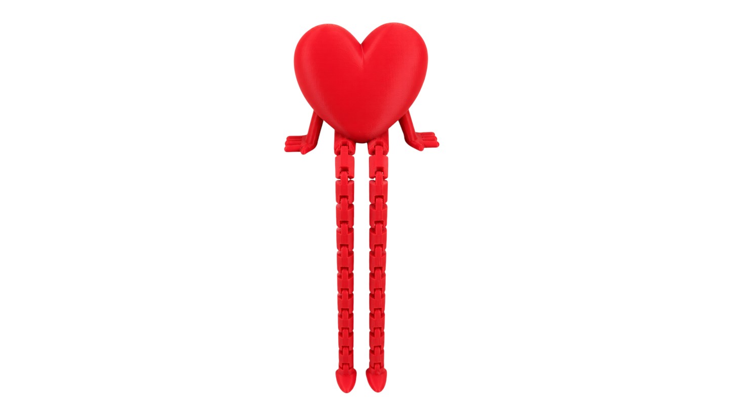 ❤️ לב מפרקי מודפס בתלת־ממד – אדום