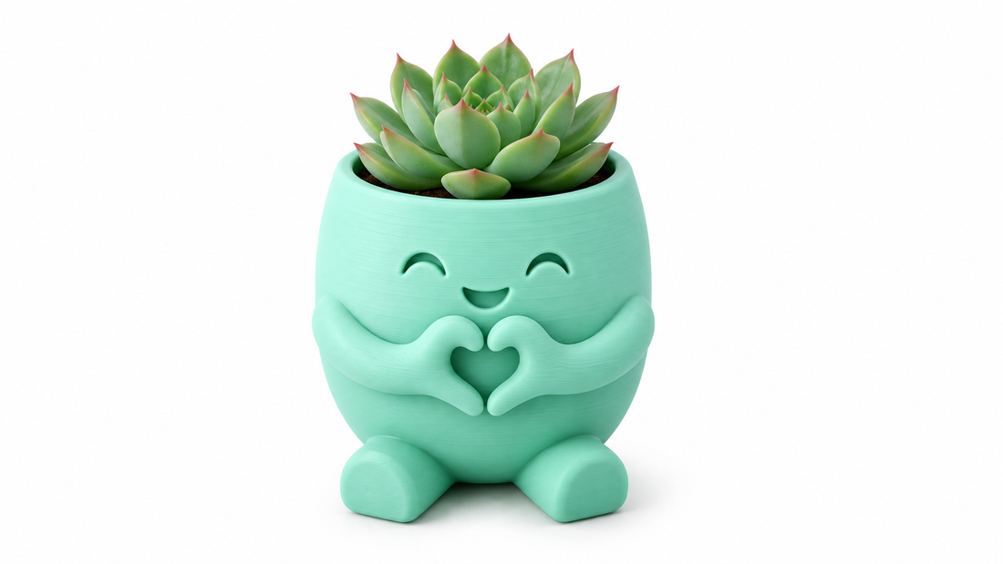 עציץ סוקולנט מחייך – מודפס בתלת־ממד 🌿💛