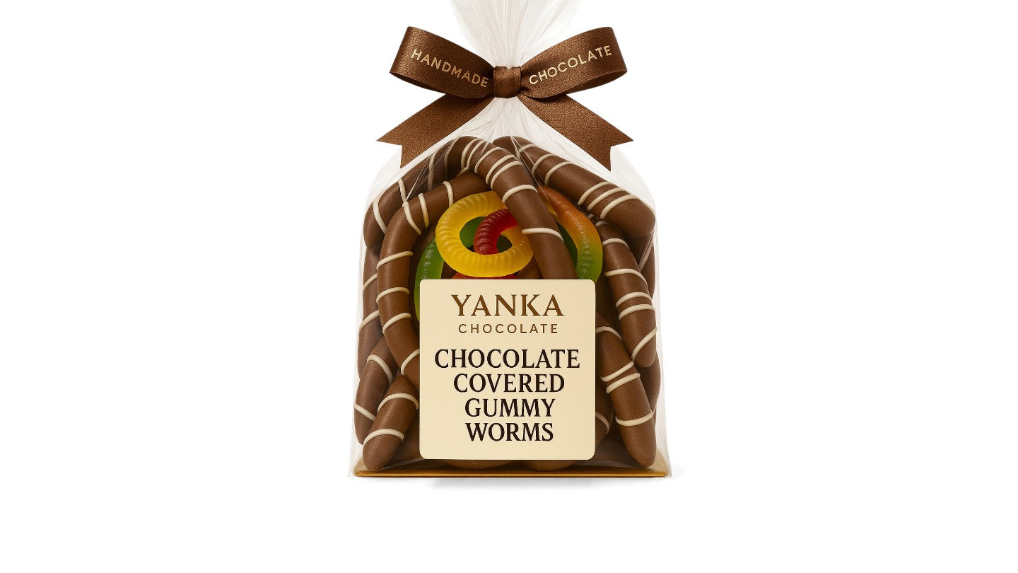 נחשי גומי מצופים שוקולד חלב בלגי